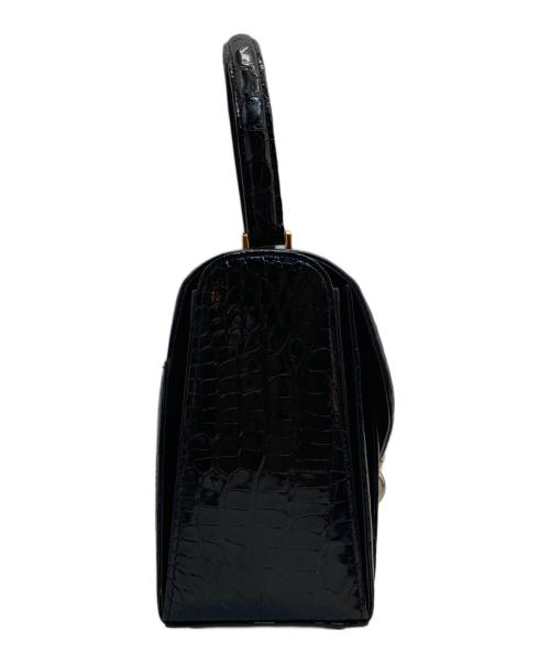 JRA（ジェーアールエー）JRA (ジェーアールエー) シャイニングクロコハンドバッグ ブラックの古着・服飾アイテム