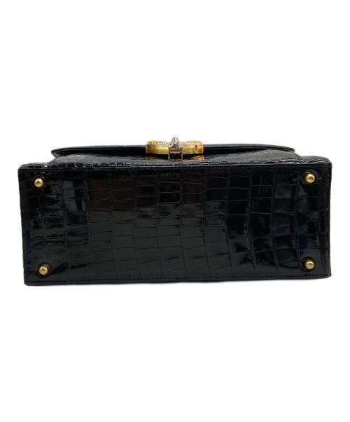 JRA（ジェーアールエー）JRA (ジェーアールエー) シャイニングクロコハンドバッグ ブラックの古着・服飾アイテム