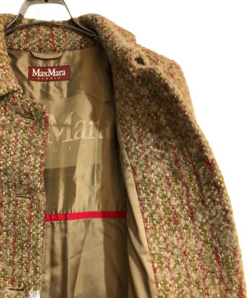 Max Mara Studio（マックスマーラ ストゥディオ）MAX MARA STUDIO (マックスマーラ ストゥディオ) アルパカ混ツイードコート ベージュ サイズ:40の古着・服飾アイテム