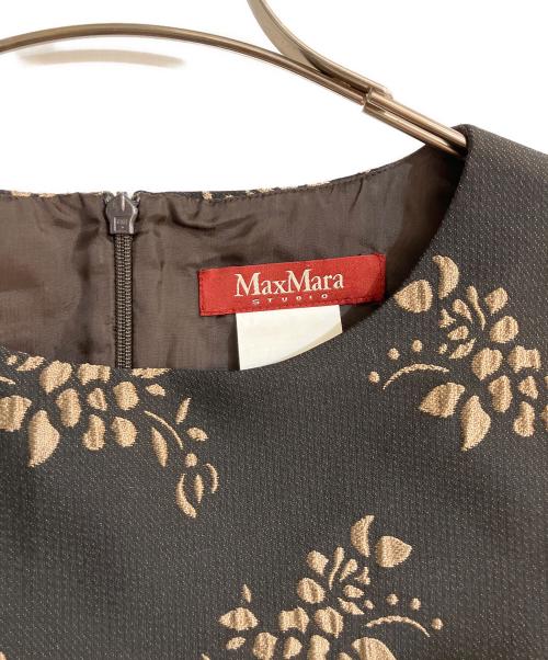 Max Mara Studio（マックスマーラ ストゥディオ）Max Mara Studio (マックスマーラ ストゥディオ) シルク混ジャガードワンピース ブラック サイズ:38の古着・服飾アイテム