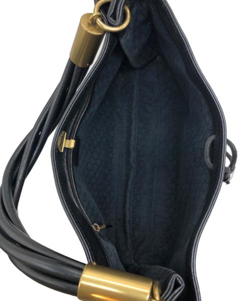 GUCCI（グッチ）GUCCI (グッチ) レザーハンドバッグ ブラックの古着・服飾アイテム
