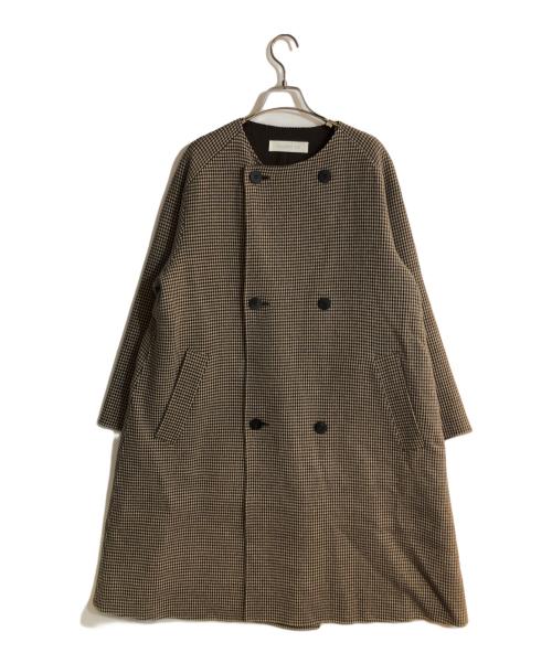 GALERIE VIE（ギャルリーヴィー）GALERIE VIE (ギャルリーヴィー) ダブルブレスト ノーカラーコート ブラウン サイズ:36の古着・服飾アイテム