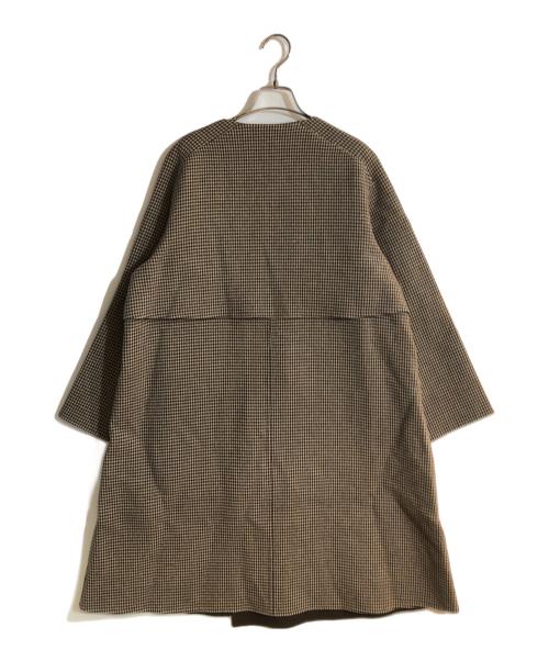 GALERIE VIE（ギャルリーヴィー）GALERIE VIE (ギャルリーヴィー) ダブルブレスト ノーカラーコート ブラウン サイズ:36の古着・服飾アイテム