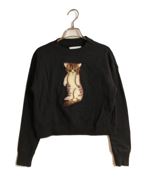 MUVEIL（ミュベール）MUVEIL (ミュベール) ネコ裏毛プルオーバー ブラック サイズ:Sの古着・服飾アイテム