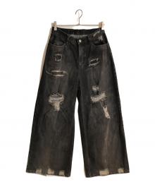 Knuth Marf（クヌースマーフ）の古着「damage denim pants/ダメージデニムパンツ」｜ブラック