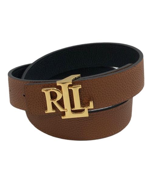 LAUREN RALPH LAUREN（ローレンラルフローレン）LAUREN RALPH LAUREN (ローレンラルフローレン) リバーシブルロゴバックルシュリンクレザーベルト ブラック×ブラウンの古着・服飾アイテム