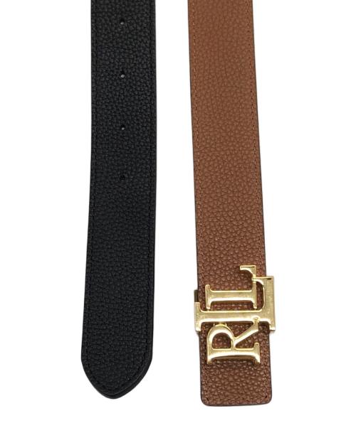 LAUREN RALPH LAUREN（ローレンラルフローレン）LAUREN RALPH LAUREN (ローレンラルフローレン) リバーシブルロゴバックルシュリンクレザーベルト ブラック×ブラウンの古着・服飾アイテム