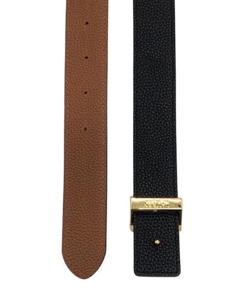 LAUREN RALPH LAUREN（ローレンラルフローレン）LAUREN RALPH LAUREN (ローレンラルフローレン) リバーシブルロゴバックルシュリンクレザーベルト ブラック×ブラウンの古着・服飾アイテム