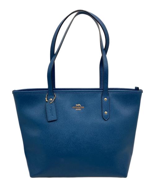 COACH（コーチ）COACH (コーチ) レザートートバッグ ブルーの古着・服飾アイテム