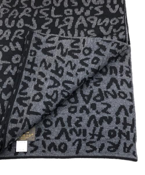 LOUIS VUITTON（ルイ ヴィトン）LOUIS VUITTON (ルイ ヴィトン) ロゴグラフィティニットマフラー ブラックの古着・服飾アイテム