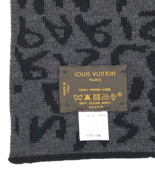LOUIS VUITTON（ルイ ヴィトン）LOUIS VUITTON (ルイ ヴィトン) ロゴグラフィティニットマフラー ブラックの古着・服飾アイテム