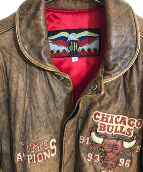 JEFF HAMILTON（ジェフハミルトン）JEFF HAMILTON (ジェフハミルトン) NBA 5 TIME チャンピオンレザージャケット ブラウン サイズ:Sの古着・服飾アイテム