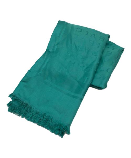 BVLGARI（ブルガリ）BVLGARI (ブルガリ) ロゴマニアジャガード大判シルクストール グリーンの古着・服飾アイテム