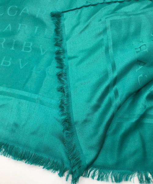 BVLGARI（ブルガリ）BVLGARI (ブルガリ) ロゴマニアジャガード大判シルクストール グリーンの古着・服飾アイテム