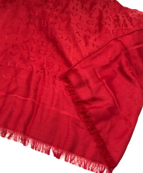 BVLGARI（ブルガリ）BVLGARI (ブルガリ) ウール混シルクロゴストール レッドの古着・服飾アイテム