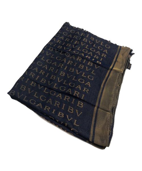 BVLGARI（ブルガリ）BVLGARI (ブルガリ) ウール混シルクロゴストール ネイビーの古着・服飾アイテム