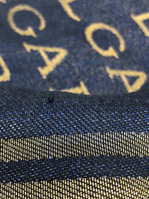 BVLGARI（ブルガリ）BVLGARI (ブルガリ) ウール混シルクロゴストール ネイビーの古着・服飾アイテム