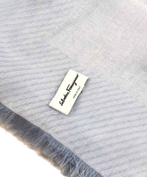 Salvatore Ferragamo（サルヴァトーレ フェラガモ）Salvatore Ferragamo (サルヴァトーレ フェラガモ) シルク混カシミヤストール スカイブルーの古着・服飾アイテム