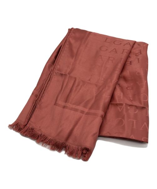 BVLGARI（ブルガリ）BVLGARI (ブルガリ) ロゴマニアシルクジャガード大判ストール ピンクの古着・服飾アイテム