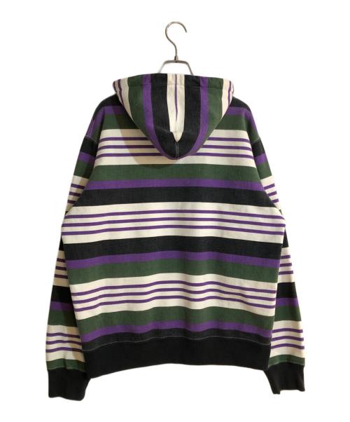 SUPREME（シュプリーム）Supreme (シュプリーム) 18SS STRIPED HOODED SWEATSHIRT/18SSストライプドフーディースウェットシャツ パープル サイズ:Mの古着・服飾アイテム