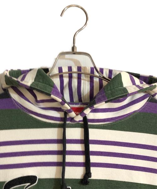 SUPREME（シュプリーム）Supreme (シュプリーム) 18SS STRIPED HOODED SWEATSHIRT/18SSストライプドフーディースウェットシャツ パープル サイズ:Mの古着・服飾アイテム