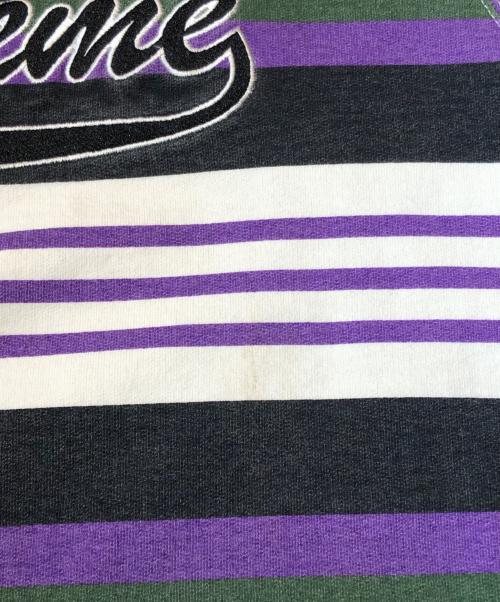 SUPREME（シュプリーム）Supreme (シュプリーム) 18SS STRIPED HOODED SWEATSHIRT/18SSストライプドフーディースウェットシャツ パープル サイズ:Mの古着・服飾アイテム