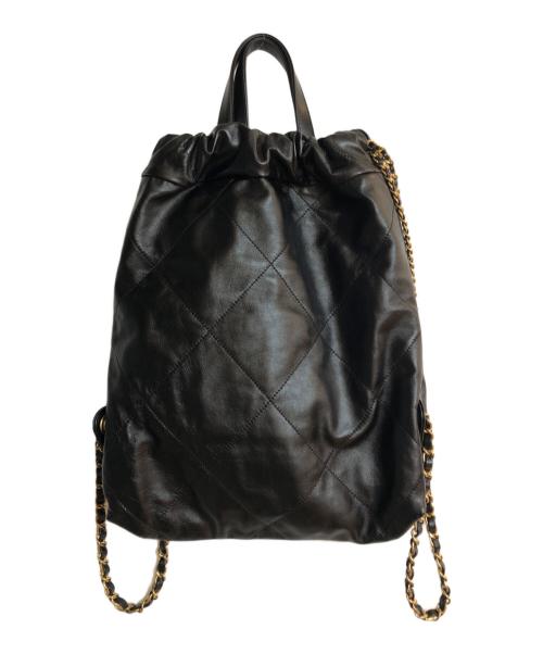 CHANEL（シャネル）CHANEL (シャネル) シャネル22 シャイニーカーフスキン チェーンストラップバックパック ブラックの古着・服飾アイテム