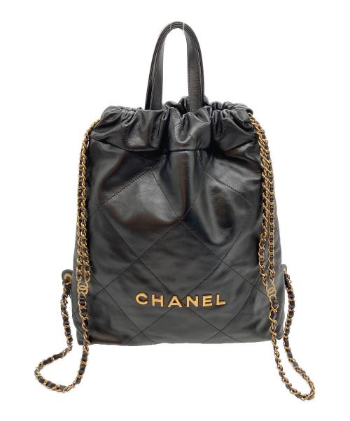 CHANEL（シャネル）CHANEL (シャネル) シャネル22 シャイニーカーフスキン チェーンストラップバックパック ブラックの古着・服飾アイテム