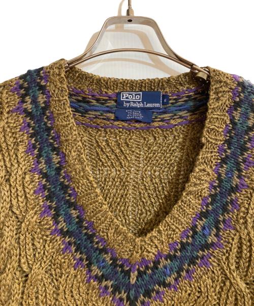 POLO RALPH LAUREN（ポロ・ラルフローレン）POLO RALPH LAUREN (ポロ・ラルフローレン) JUTEハンドニット ブラウン サイズ:XLの古着・服飾アイテム