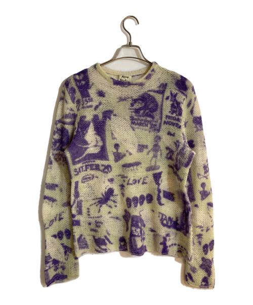 Acne studios（アクネ ストゥディオス）ACNE STUDIOS (アクネ ストゥディオス) 総柄ニット ホワイト サイズ:Sの古着・服飾アイテム