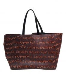 AFB（エーエフビー）の古着「LOVE IS POWERFUL TOTE BAG/ラブイズパワフルトートバッグ」｜ブラウン