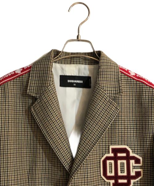 DSQUARED2（ディースクエアード）DSQUARED2 (ディースクエアード) 千鳥格子テーラードジャケット ブラウン サイズ:50の古着・服飾アイテム