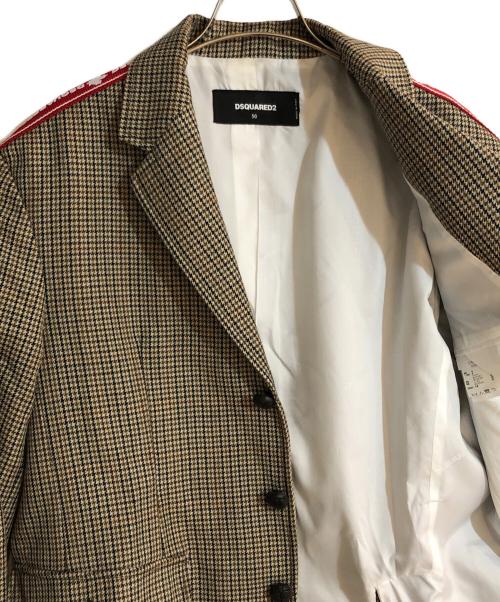 DSQUARED2（ディースクエアード）DSQUARED2 (ディースクエアード) 千鳥格子テーラードジャケット ブラウン サイズ:50の古着・服飾アイテム