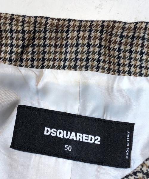 DSQUARED2（ディースクエアード）DSQUARED2 (ディースクエアード) 千鳥格子テーラードジャケット ブラウン サイズ:50の古着・服飾アイテム
