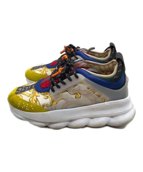 VERSACE（ヴェルサーチェ）VERSACE (ヴェルサーチェ) CHAIN REACTION MULTI-COLOR RUBBER SUEDE ホワイト サイズ:44の古着・服飾アイテム