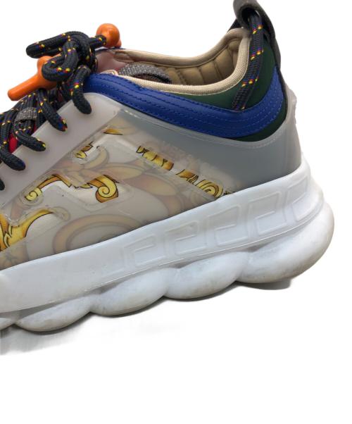 VERSACE（ヴェルサーチェ）VERSACE (ヴェルサーチェ) CHAIN REACTION MULTI-COLOR RUBBER SUEDE ホワイト サイズ:44の古着・服飾アイテム