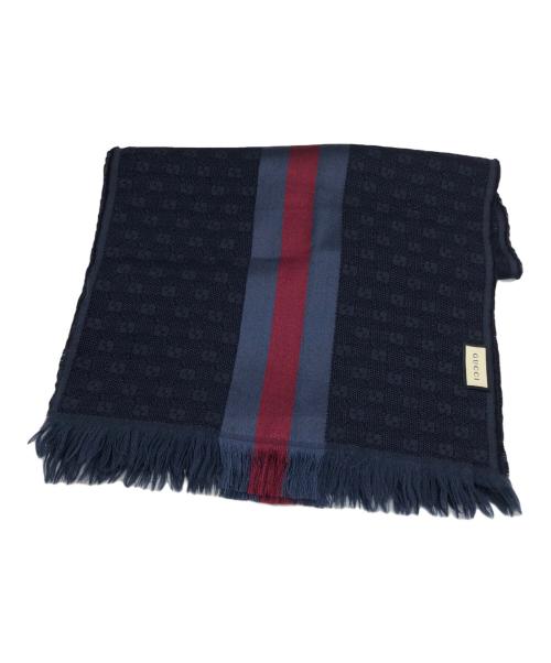 GUCCI（グッチ）GUCCI (グッチ) GG柄ウールシルクストール ネイビーの古着・服飾アイテム