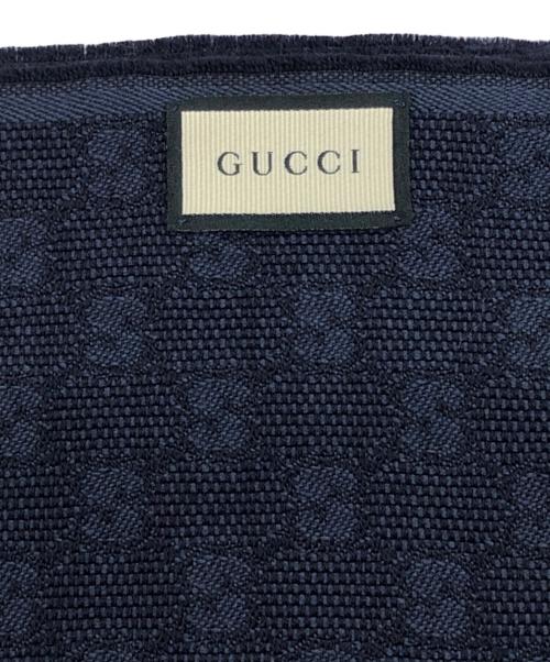 GUCCI（グッチ）GUCCI (グッチ) GG柄ウールシルクストール ネイビーの古着・服飾アイテム