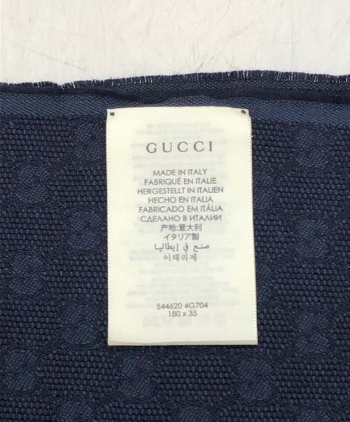 GUCCI（グッチ）GUCCI (グッチ) GG柄ウールシルクストール ネイビーの古着・服飾アイテム