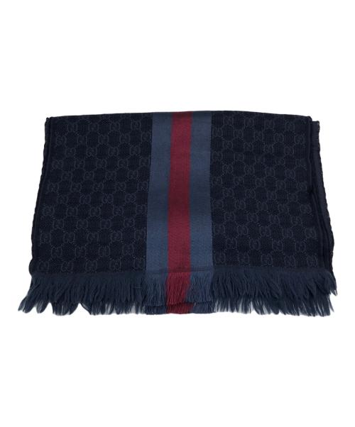 GUCCI（グッチ）GUCCI (グッチ) GG柄ウールシルクストール ネイビーの古着・服飾アイテム