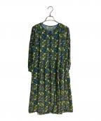 Jocomomolaホコモモラ）の古着「フラワープリントブラウスワンピース」｜グリーン