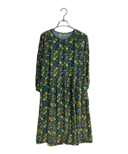 Jocomomola（ホコモモラ）Jocomomola (ホコモモラ) フラワープリントブラウスワンピース グリーン サイズ:40の古着・服飾アイテム