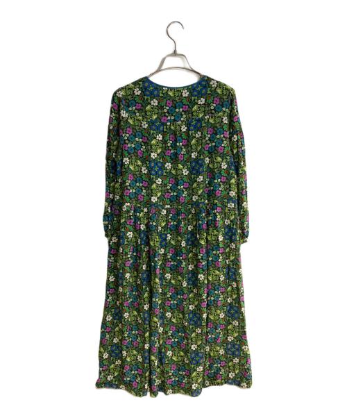Jocomomola（ホコモモラ）Jocomomola (ホコモモラ) フラワープリントブラウスワンピース グリーン サイズ:40の古着・服飾アイテム