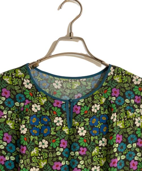 Jocomomola（ホコモモラ）Jocomomola (ホコモモラ) フラワープリントブラウスワンピース グリーン サイズ:40の古着・服飾アイテム
