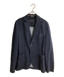 CIRCOLO 1901（チルコロ1901）の古着「家紋柄ジャージーテーラードジャケット」｜ブルー