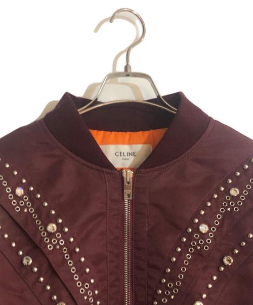CELINE（セリーヌ）CELINE (セリーヌ) ライトストーンナイロン中綿ボンバージャケット ボルドー サイズ:50の古着・服飾アイテム