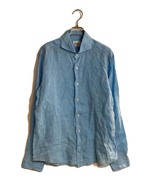 giannetto（ジャンネット）giannetto (ジャンネット) ホリゾンタルカラーリネンシャツ スカイブルー サイズ:SIZE 16 1/2/42の古着・服飾アイテム