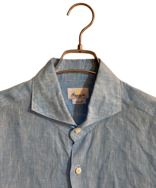 giannetto（ジャンネット）giannetto (ジャンネット) ホリゾンタルカラーリネンシャツ スカイブルー サイズ:SIZE 16 1/2/42の古着・服飾アイテム