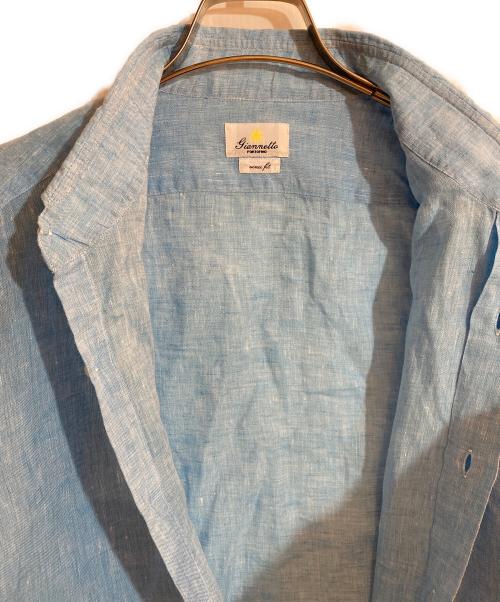 giannetto（ジャンネット）giannetto (ジャンネット) ホリゾンタルカラーリネンシャツ スカイブルー サイズ:SIZE 16 1/2/42の古着・服飾アイテム