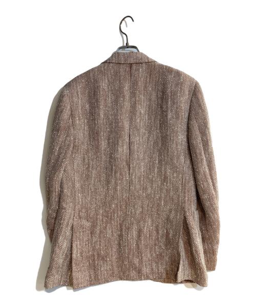 LARDINI（ラルディーニ）LARDINI (ラルディーニ) シルクネップヘリンボーンジャケット ブラウン×ホワイト サイズ:46の古着・服飾アイテム